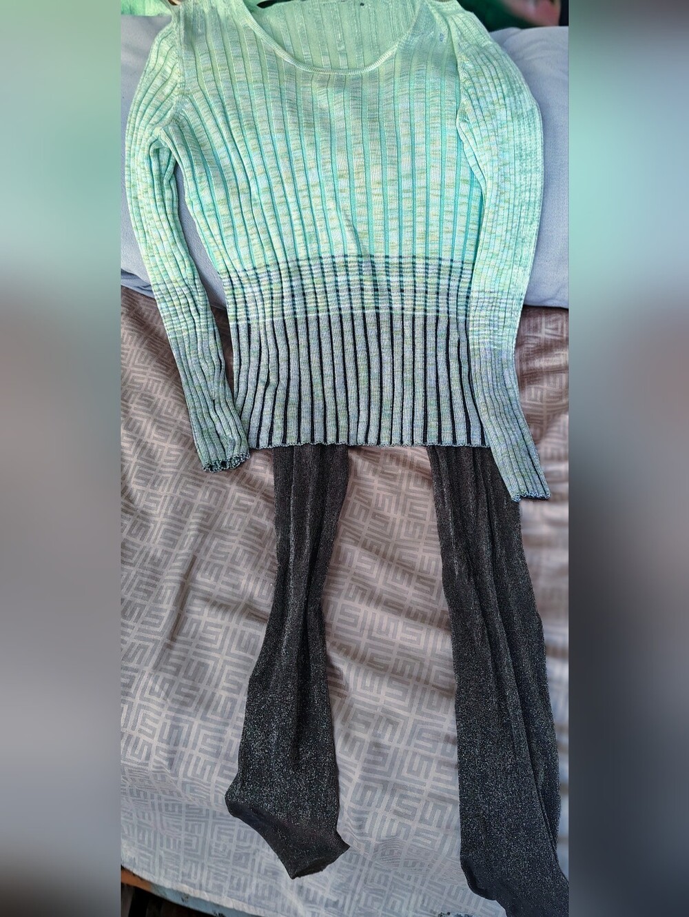 Host Pick - Pop of Color Posh Party 🥳Metallic Knit Teal Green Crew Neck Sweater